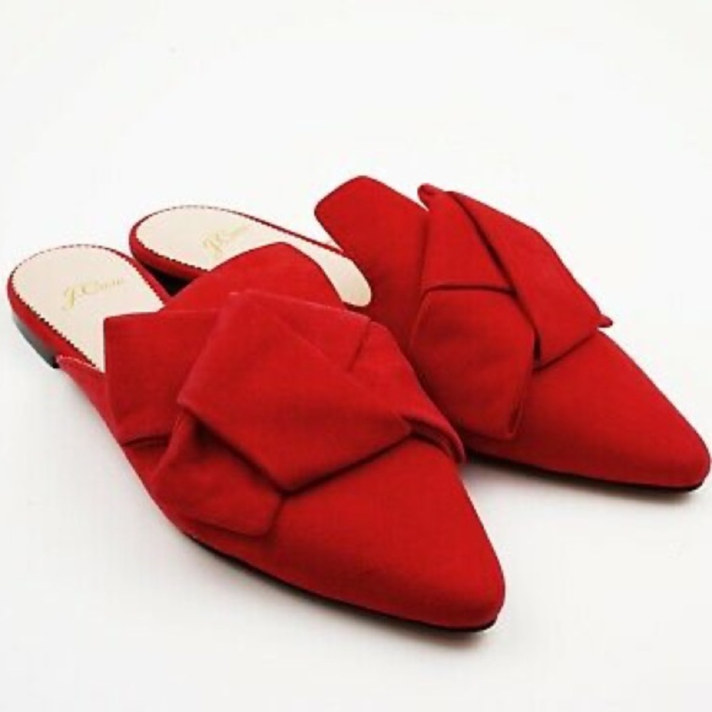 J.Crew Cerise (Red) Marina Slide In Suede (K0566) Flats, Size 5‎